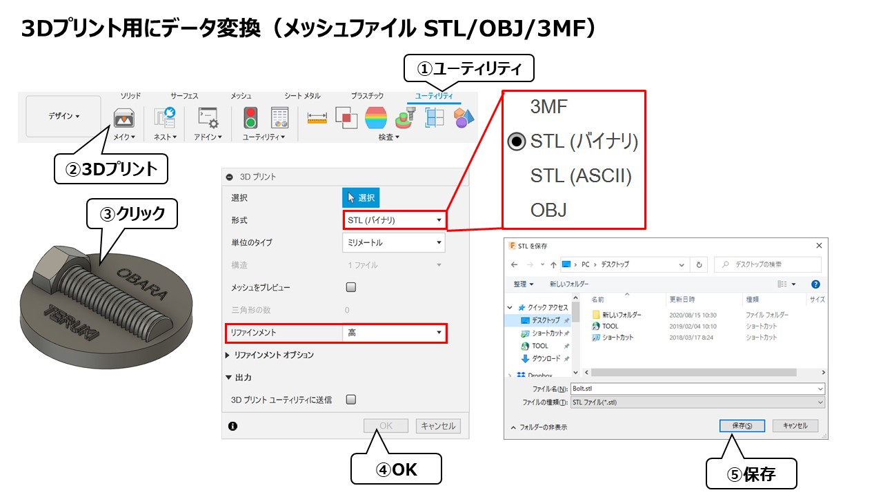 3Dプリント（3Dプリンタ用のデータ出力【3MF/STL/OBJ】について 